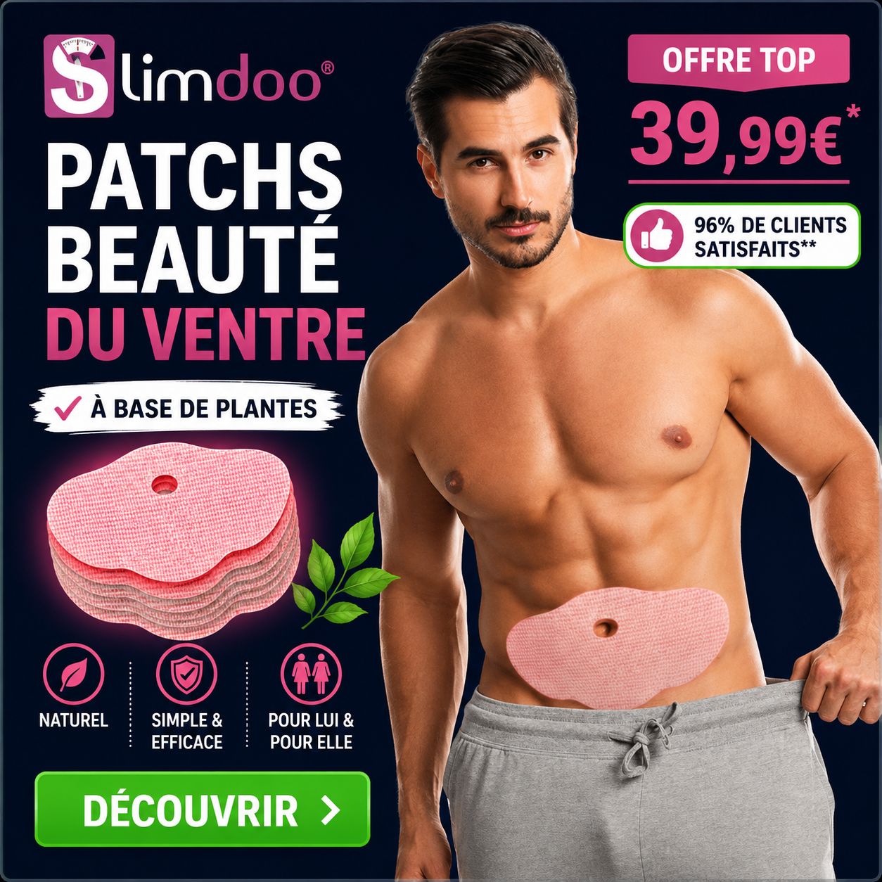 Patchs beauté du ventre pour homme